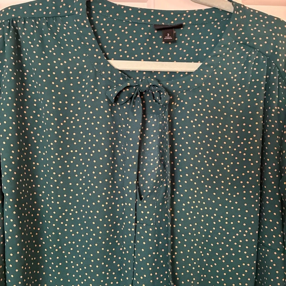 Torrid Teal Dotted Blouse - Picture 3 of 13